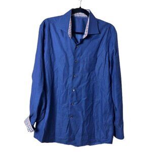 J. Hilburn Contrast Collar Button Down Shirt Blue Size Medium